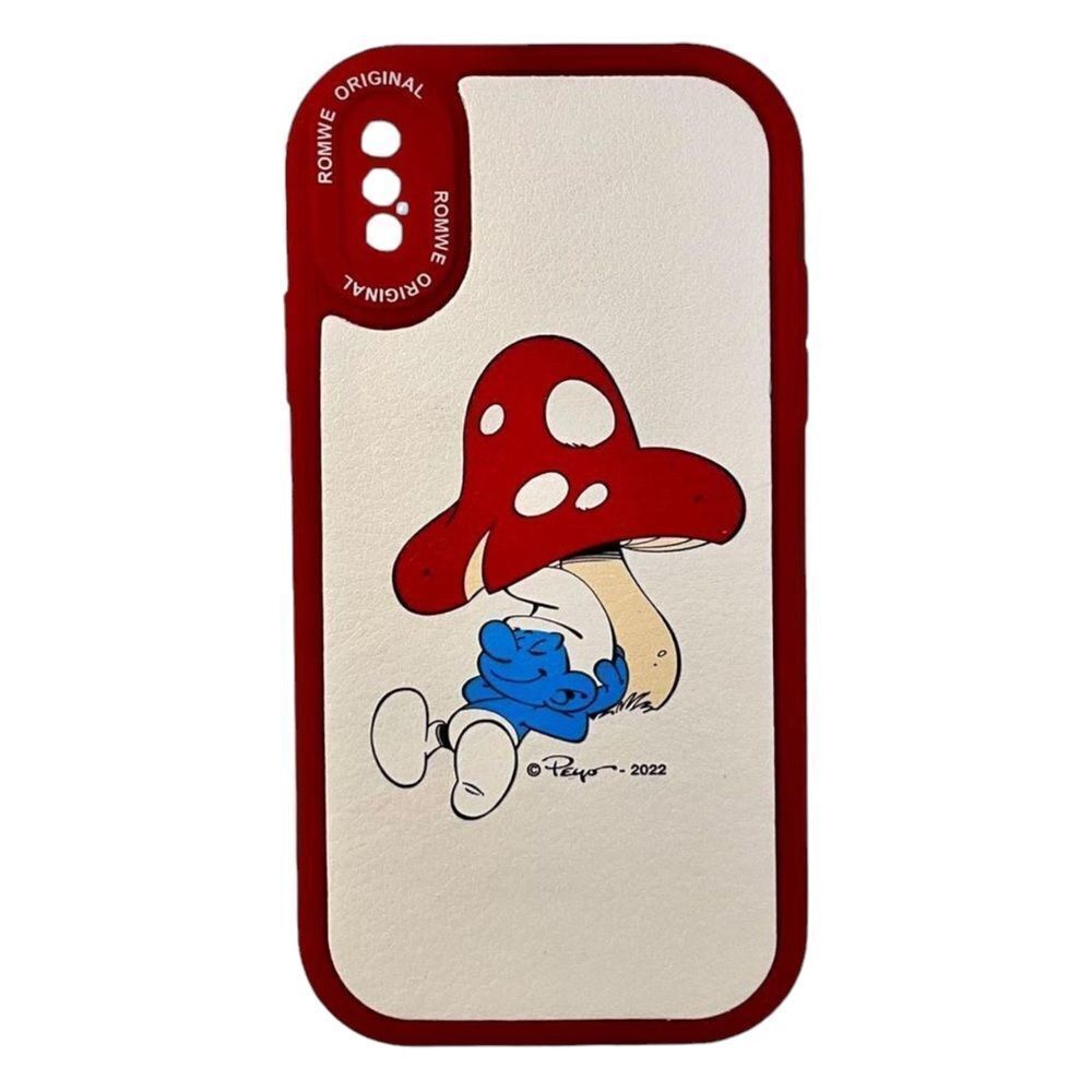 New Smurfs x Romwe Smurf Napping Mushroom Red White Blue Soft iPhone Case